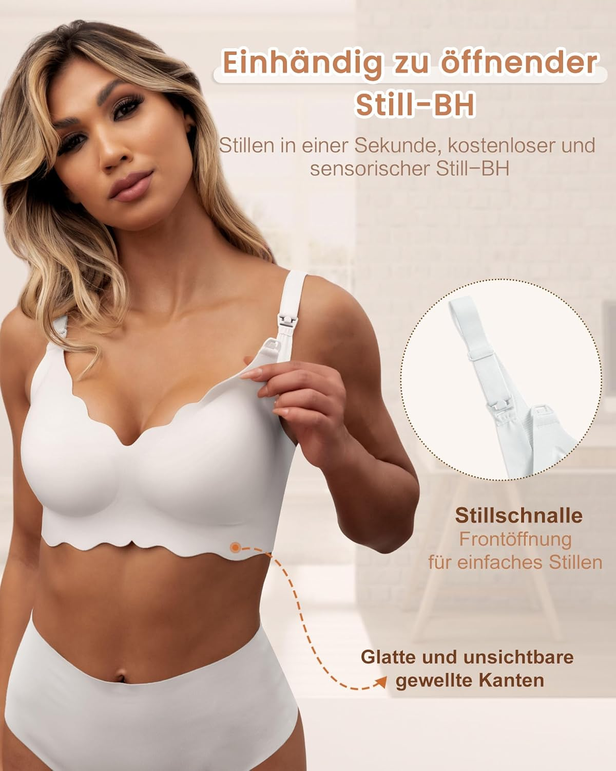As Fairy Nursing Bras for Breastfeeding, Wireless Seamless Maternity Bra Ultra Comfort Pregnancy Sleep Bralette for Women, White-Double Front Shaft, S image number 3