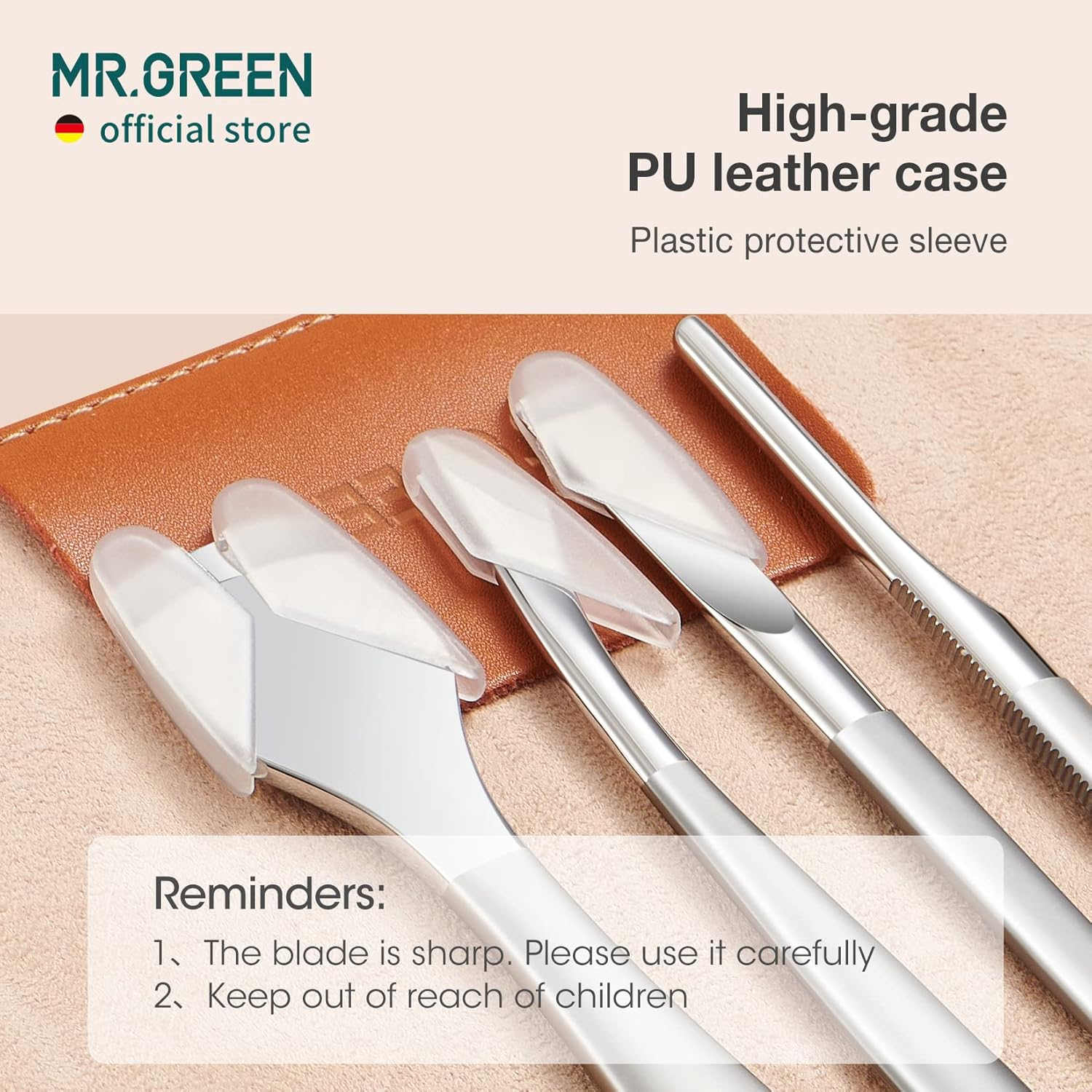 MR.GREEN 7 Piece Stainless Steel Pedicure Knife Set Ingrown Toenails Pedicure Knife Callus Scraper Cuticle Remover Foot Care Set image number 2