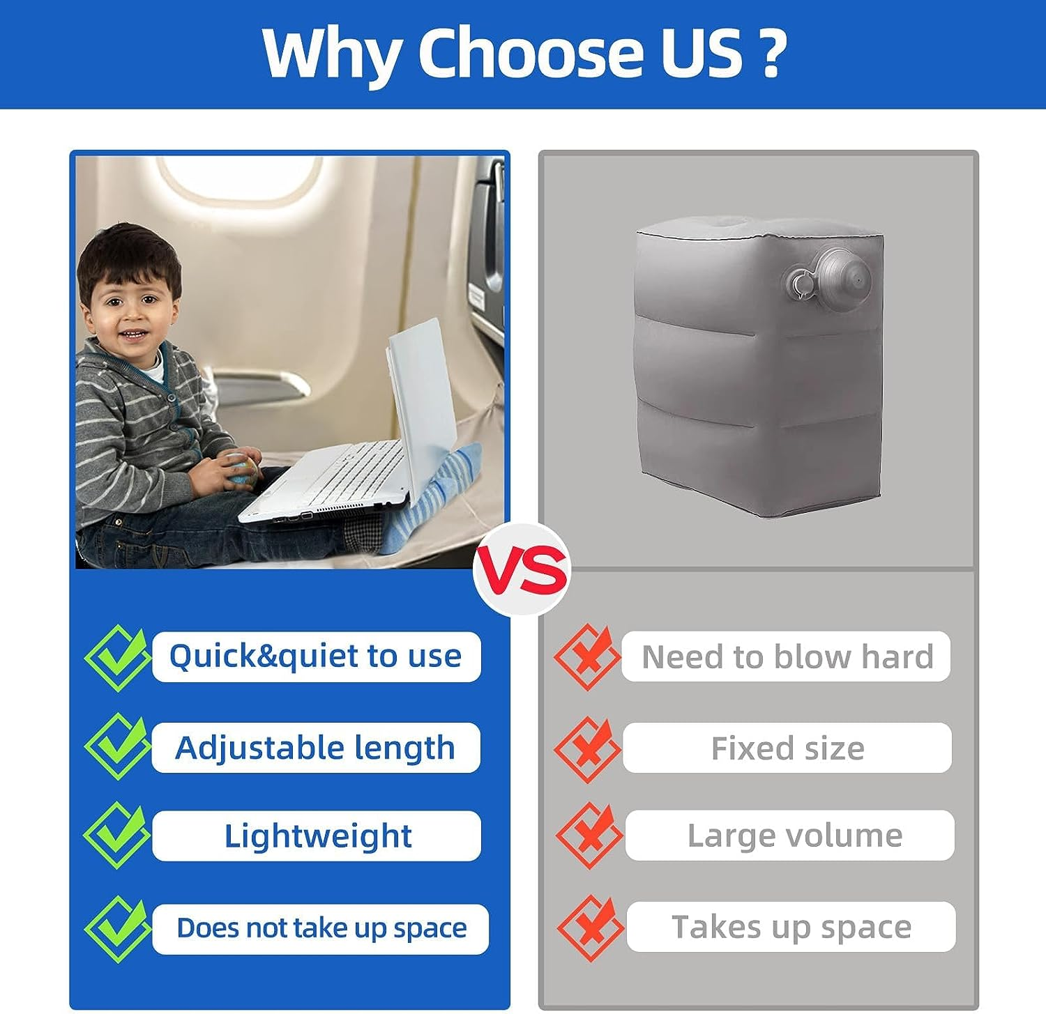 Toddler Airplane Footrest Airplane Seat Extender - Toddlers Portable Foot Rest Travel Bed Airplane Travel Accessories for Kids Hammock for Flights Leg Rest for Kids (Grey) image number 4