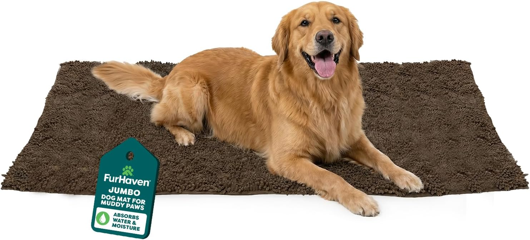 Furhaven Pet Dog Mat | Muddy Paws Towel & Shammy Rug, Mud (Brown), Runner