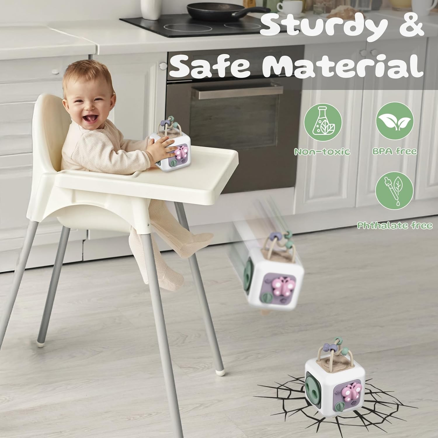 Montessori Busy Cube for Babies Toddlers, Sensory Travel Toys 6-12-18 Months for Plane, Baby & Toddler Learning & Education Toys for 1 2 Year Old Boy Girl Gifts, Newborn Baby Gifts