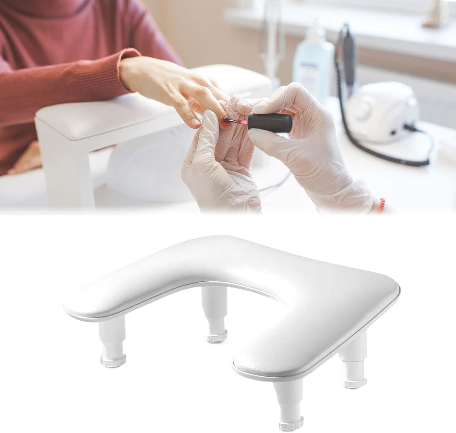 TENOL Nail Art Hand Rest Nail Arm Rest Pillow Professional Nail Art Hand Holder Manicure Tool Adjustable Height, White image number 6