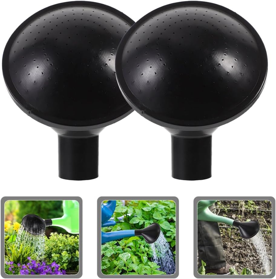 Watering Can Rose Head, 2Pcs Kettle Replacement Nozzles Spray Spout Water Sprinkler Head Universal Watering Can Head Garden Shower Heads for Flower Bonsai Black image number 2