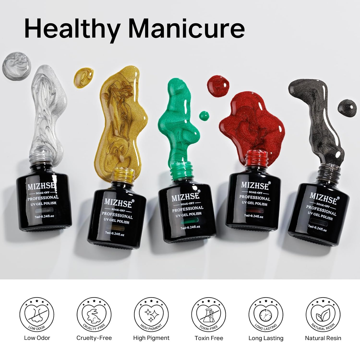 MIZHSE Cat Eye Gel Nail Polish 20 Colors, Ceramic Magnetic Gel Polish Set with Magnet Stick, Trendy Colors Cateye Effect Soak off Nail Art Salon Home DIY for Girls Women image number 6