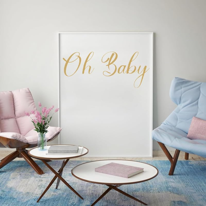 Oh Baby Sign for Backdrop, Baby Shower Party Wall Decal Sign, Oh Baby Wall Decal for Gender Reveal Party Decor, Oh Baby Wall Sticker for Arch Decor, Adorable Baby Banner for Backdrop Party Suppl. image number 5