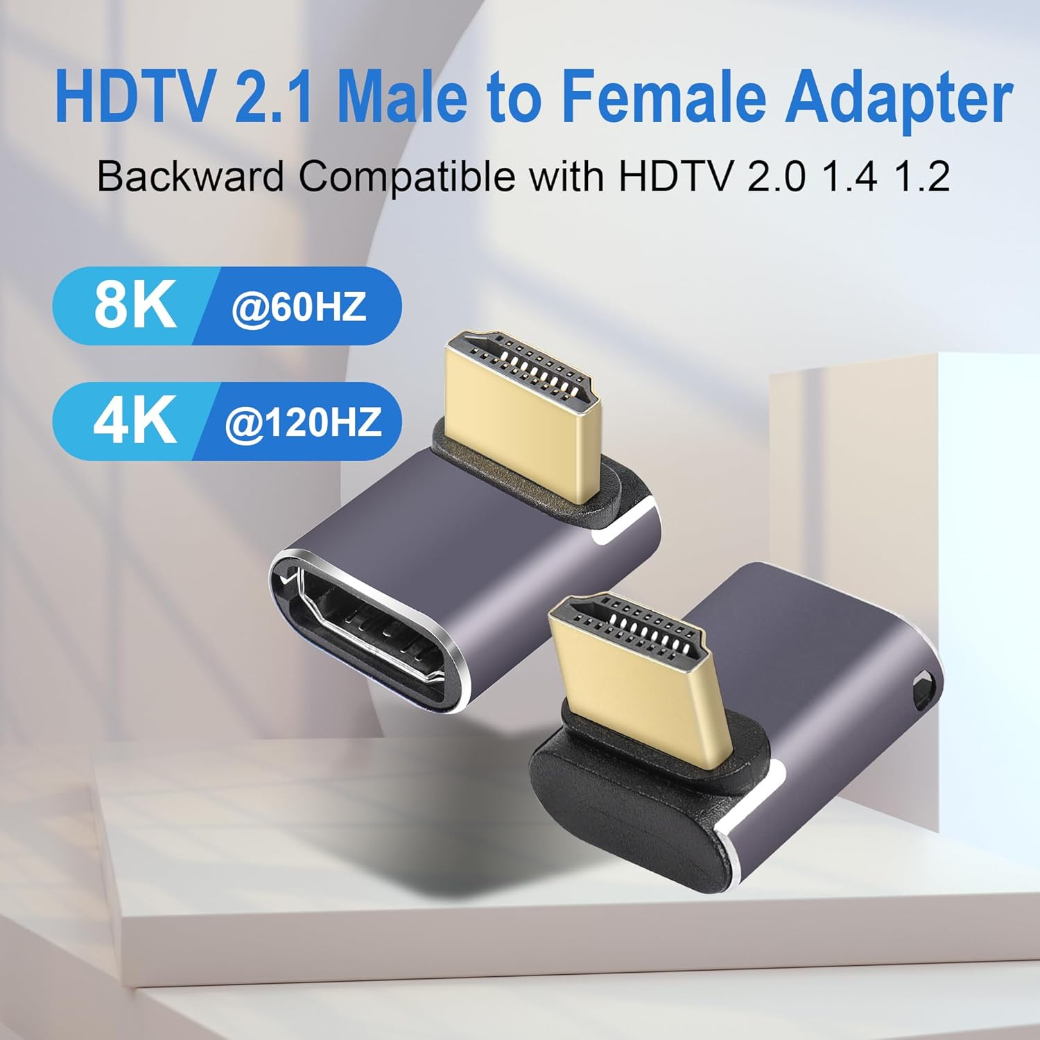 RIIEYOCA HDMI Coupler 8K, HDMI 2.1 Female to Female Connector HDMI Extension Adapter(2 Pack) (Up&Down) - Mid-Left image number 4