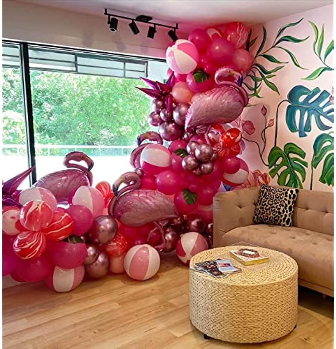 6 PCS Flamingo Foil Balloons, Luau Balloons, Hawaii Party Foil Balloons, Tropical Balloon Set for Summer Party Baby Shower Birthday Party Tropical Party Supplies