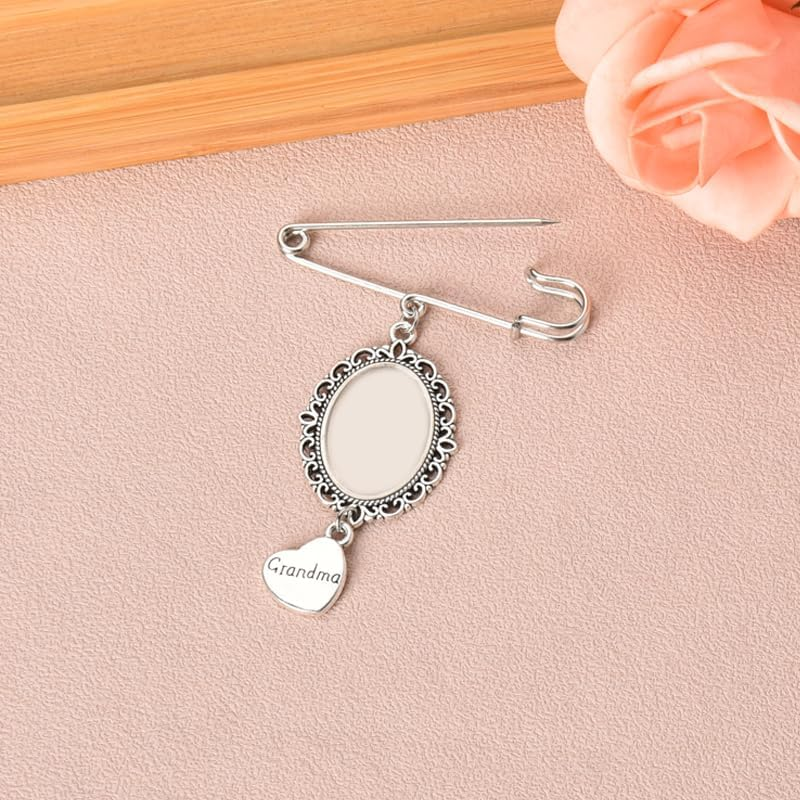 Wedding Bouquet Charms Memorial Pin for Bride Groom Bouquet Photo Picture Frames with Clothes Pins Brooch for Women Men image number 3