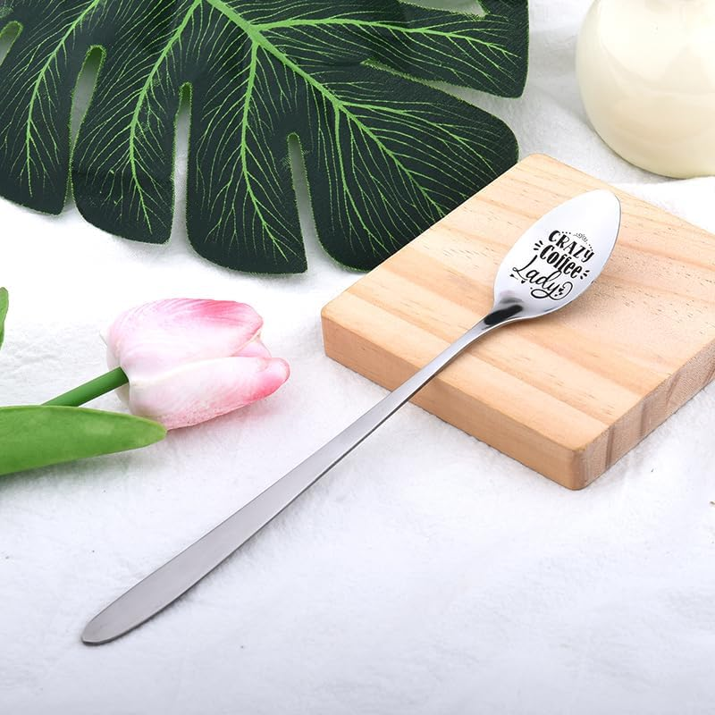 Crazy Coffee Lady Spoon Gifts for Best Friend Christmas Xmas Gifts for Daughter Mom Coffee Lover Gifts for Girlfriend Wife Birthday Gifts for Coffee Lovers Bestie Sister Coffee Spoon for Girls Women image number 3