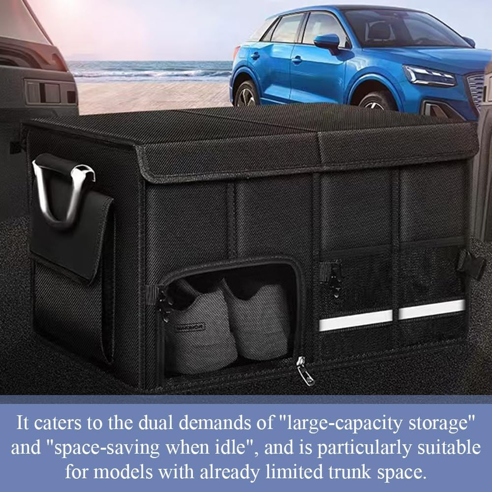 Car Trunk Organizer,Car Boot Organiser,Collapsible Trunk Organizer,Sturdy Trunk Storage Box,For Car Accessories, Tools, Sundries, Space Saving,With Reflective Strips,60X35X30Cm image number 5