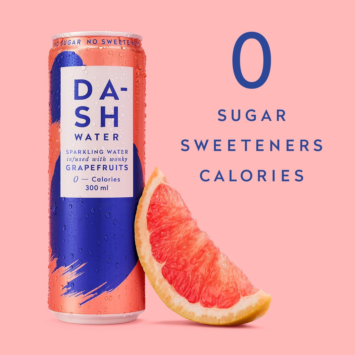 Dash Water Grapefruit - 24 X Grapefruit Flavoured Sparkling Spring Water - NO Sugar, NO Sweetener, NO Calories - Infused with Wonky Fruit (24 X 300Ml Cans) image number 1