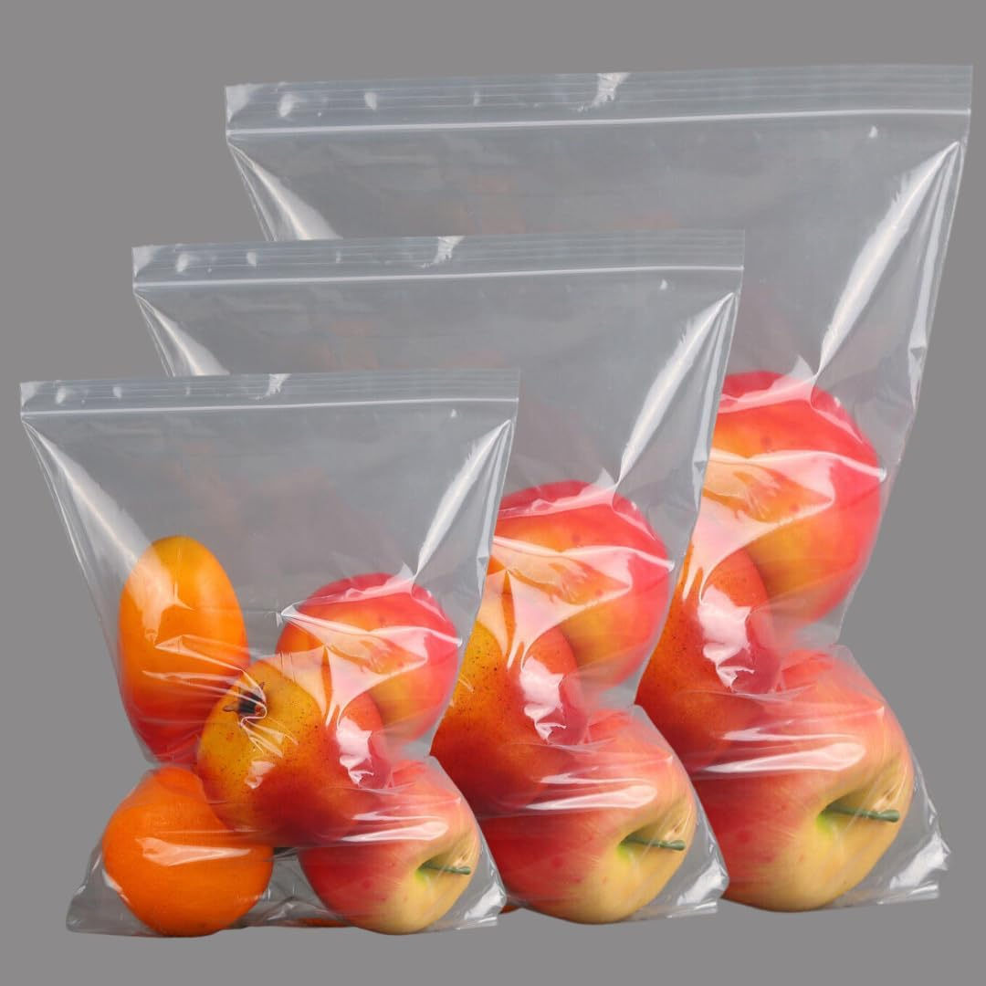 Resealable Zip Lock Bags &ndash; Clear Plastic Poly Bags with Seal Strip | Food Grade | 100 Pack (19Cm X19Cm) image number 3