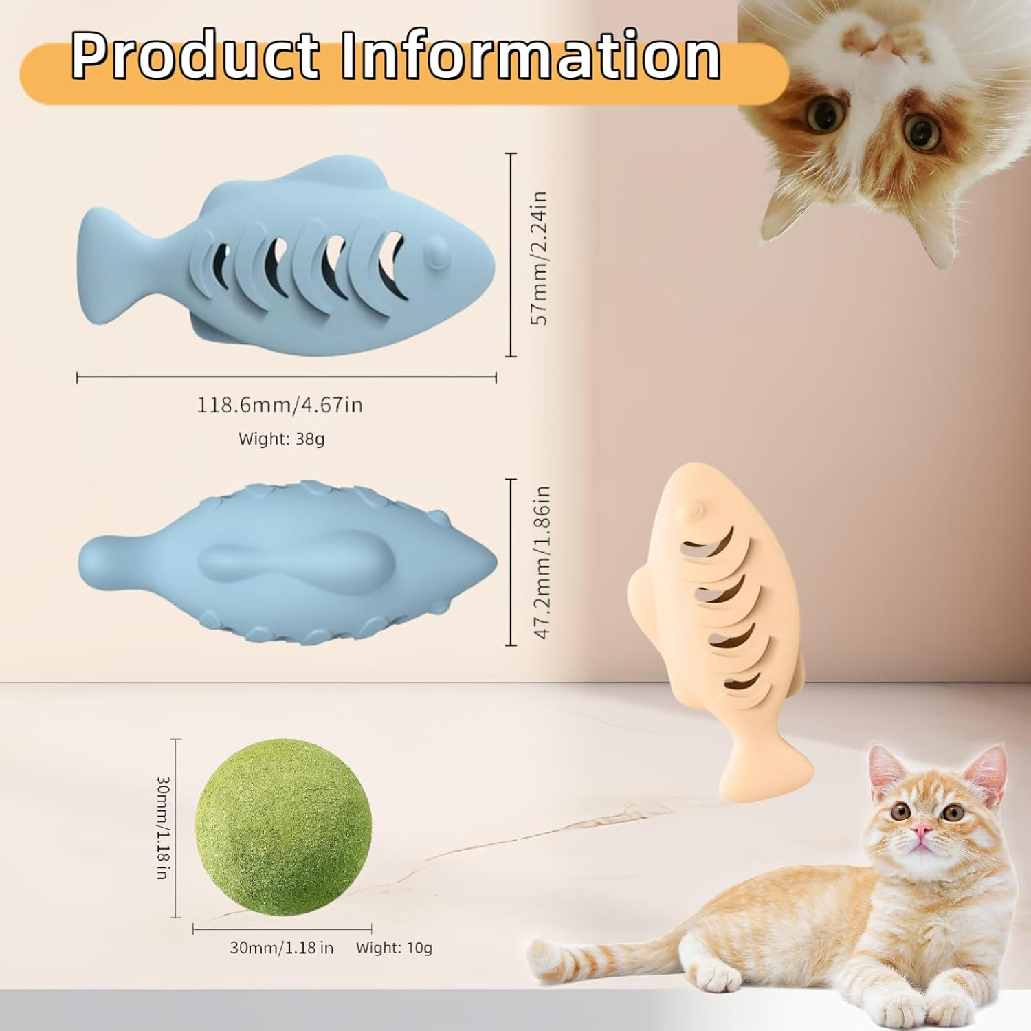 Hey Jumi 2Pcs Silicone Cat Toys, Multi-Functional Chew, Treat Dispenser, Interactive Feeder Toy for Indoor Cats, Food Puzzle Kitten Teething Toys, Durable Pet Training Toy with Catnip Ball image number 3