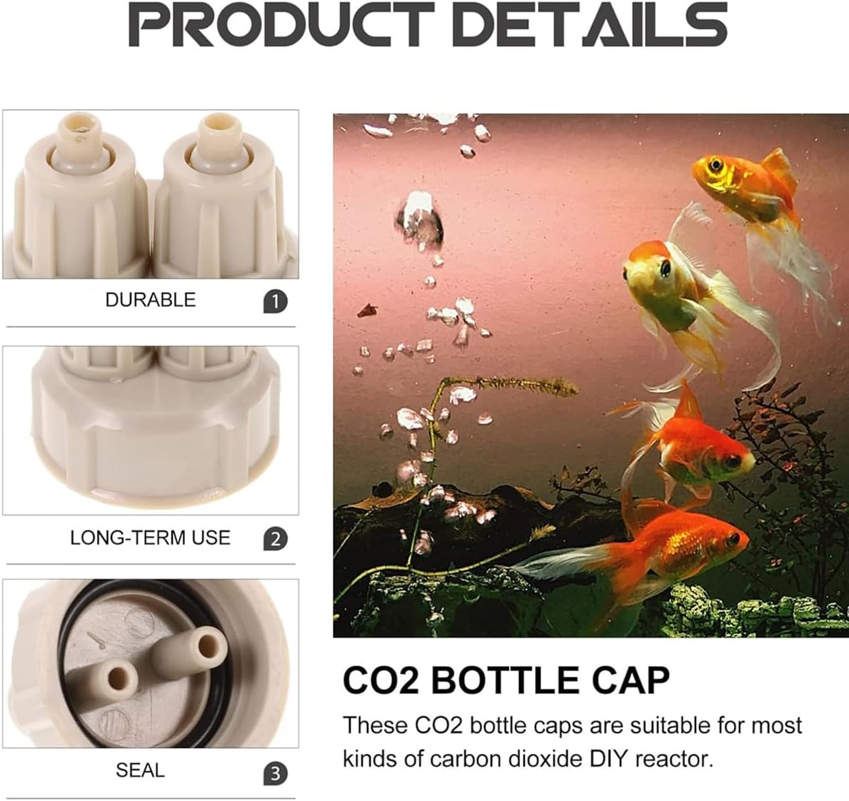 AIMALL DIY CO2 Generator System Bottle Cap, Quick Screw Installation, Durable ABS Material for Aquarium Plants - 1.18In Base Diameter