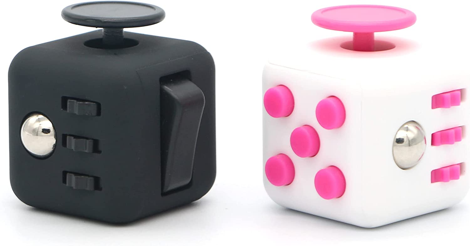 Fidget Cube 2PCS Stress Anxiety Pressure Relieving Toy Great for Adults and Children[Gift Idea][Relaxing Toy][Stress Reliever][Soft Material](1Pink&1Black) image number 5