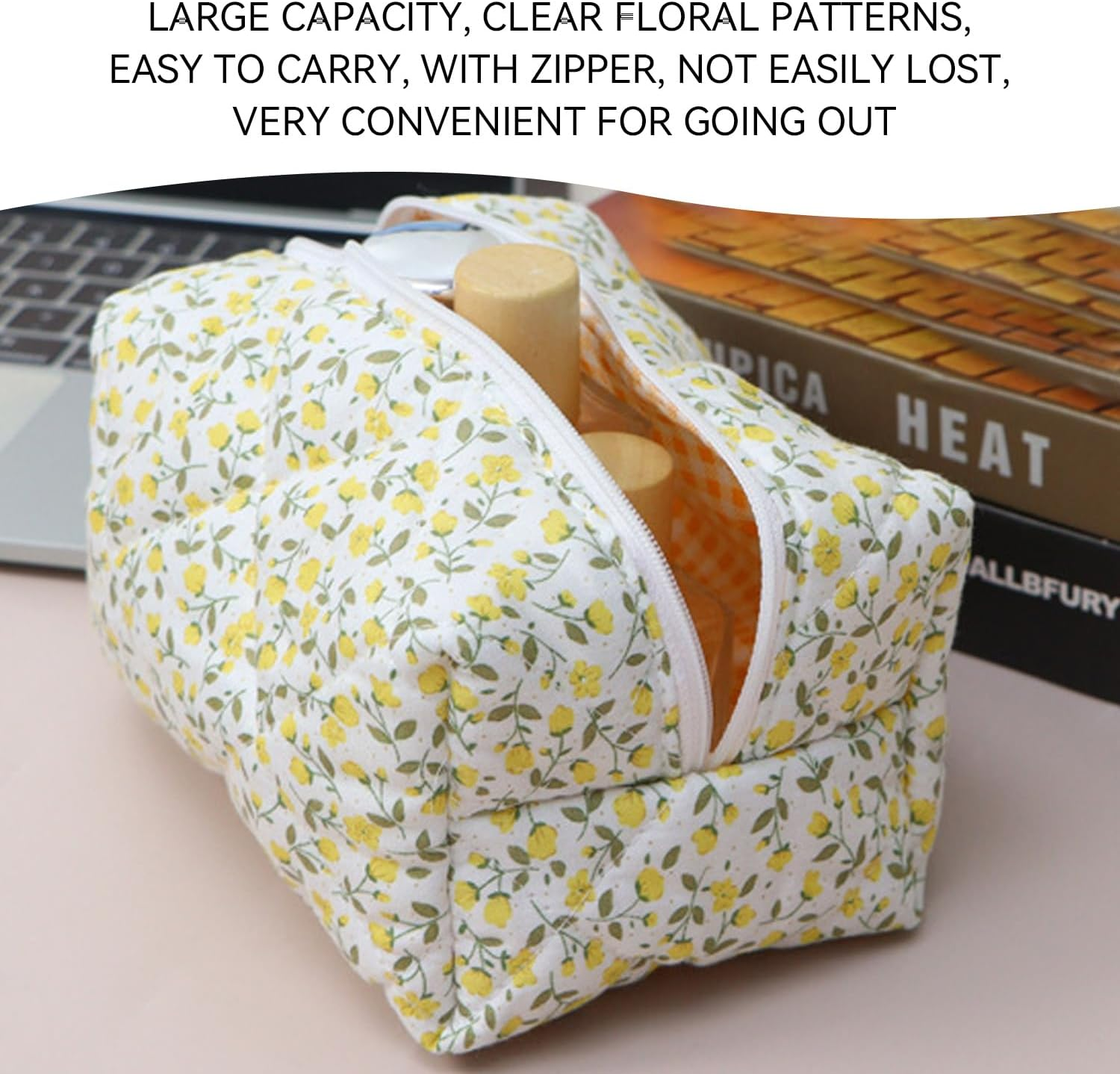 2 Pieces Flower Makeup Bag, Women'S Storage Bag, Cute Makeup Bag, Large Capacity Toiletry Bag, Travel Travel Bag image number 4