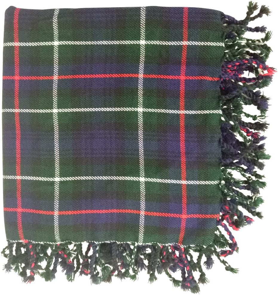 New Kilt Fly Plaid Acrylic Wool Scarf Rolled Fringe Shawl in (Macleod of Lewis) - Buchnan image number 4