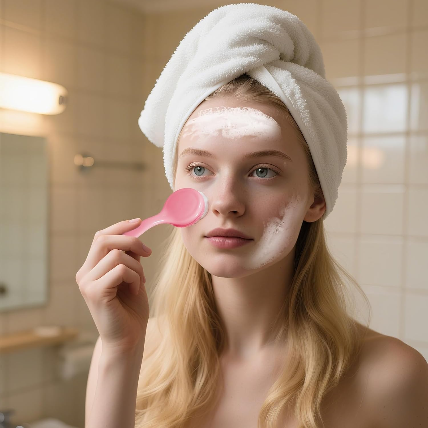 2 Pcs Silicone Manual Facial Cleansing Brush Waterproof Face Cleaning Scrubber Exfoliator Cleanser Soft Face Scrubber Exfoliating Brush for Blackheads Makeup Residues Removal image number 5