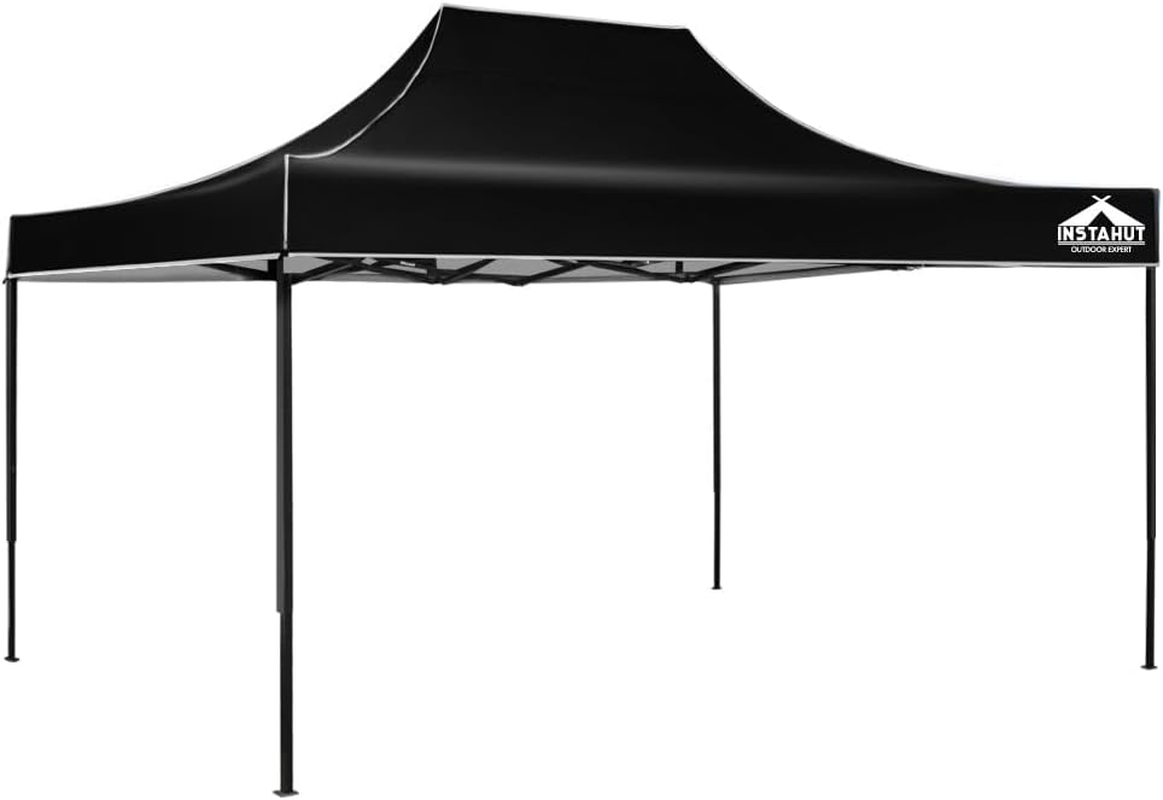 Instahut Gazebo 3X3, Pop up Camping Tent Marquee Folding White Gazebos Garden Outdoor Wedding Party Canopy Patio, Water Resistant and UV PU Coating