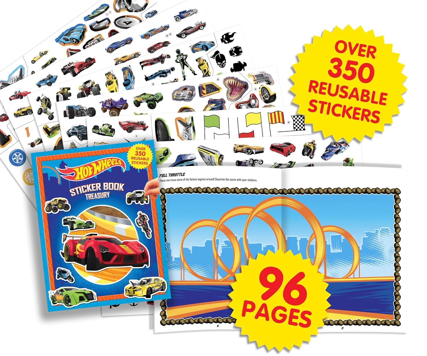 Hot Wheels Sticker Book Treasury - Activity Books for Kids, 350 Reusable Stickers, 96 Pages of Fun image number 6