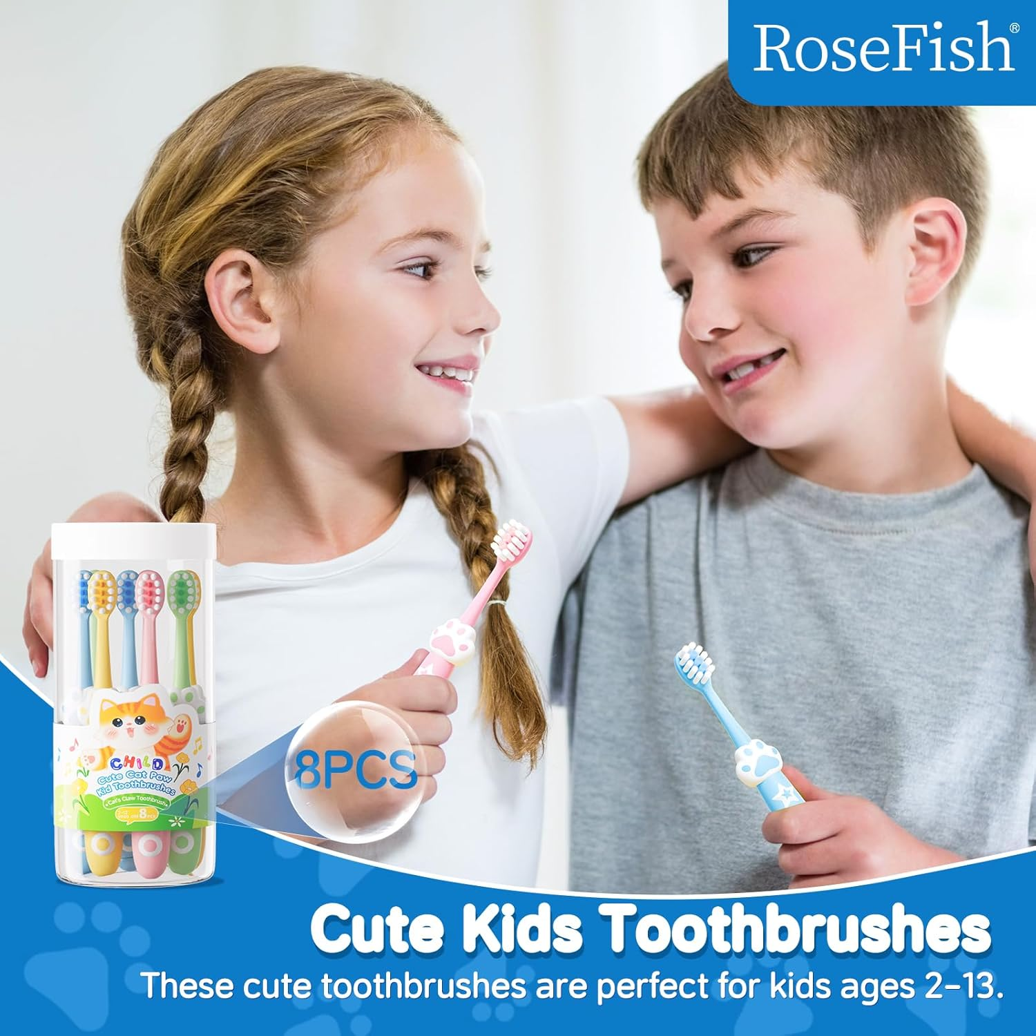 8 Pack Kids Toothbrushes Extra Soft Toddler Toothbrush 2-8 Years Children Manual Toothbrushes for Clean Teeth Cute Kid Toothbrushes Make Your Toddler Love Brushing Teeth image number 5