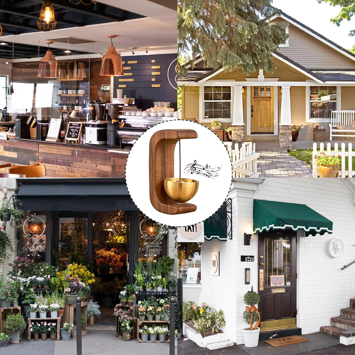 Wooden C Shaped Wind Chime，Suction Door Type Solid Wooden Wind Chime, Shopkeepers Bell for Door Opening, Magnetic Doorbell, Cute Decorative Doorbell For, and Restaurant (Dark Color) image number 4