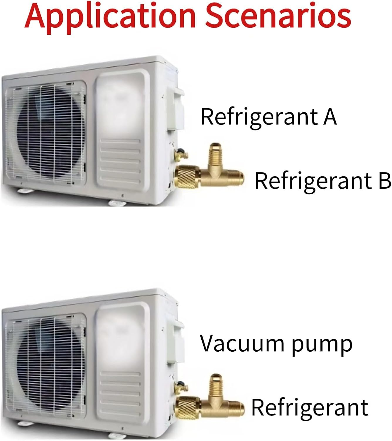 1/4In Valves Core Brass Tee Adapter, Quick Coupler Access Tee Fittings for Vacuum Gauge R22 R12 R134 Refrigerant, 1/4In SAE Adapter, Air Conditioning Line Repair Tool