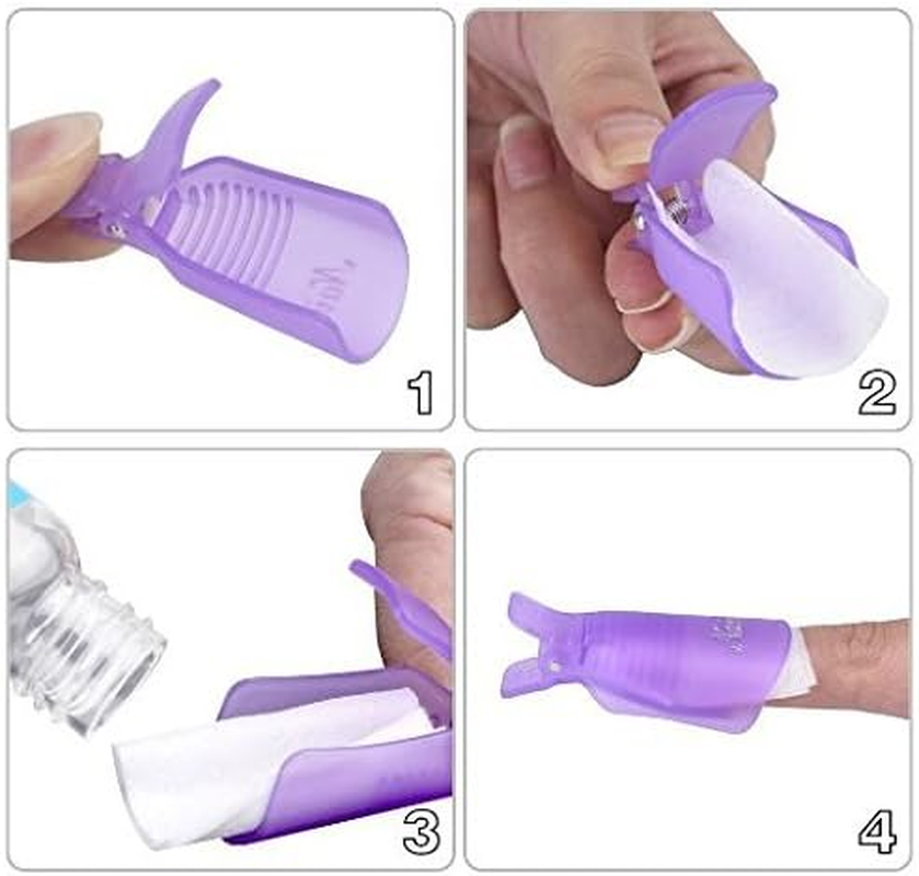 Himo 10PC Plastic Acrylic Nail Art Soak off Cap Clip UV Gel Polish Remover Wrap Tool (PURPLE) - Purple image number 6