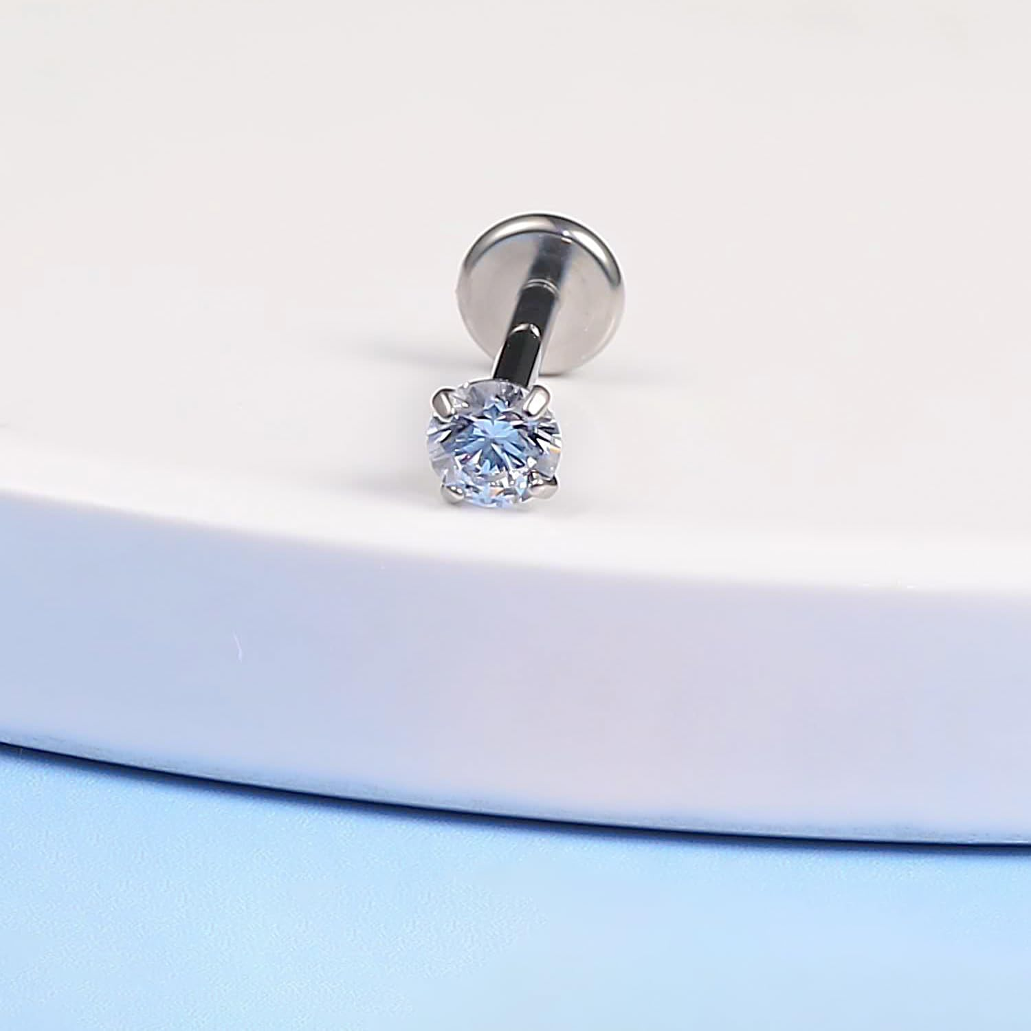 Limerencia Titanium Hypoallergenic Piercing Jewelry - 18G 6Mm 8Mm 10Mm for Tragus,Helix,Conch,Cartilage,Nose,Lip,F136 Implant Grade Flat Back Internally Threaded Earrings - White Cz 2Mm image number 6