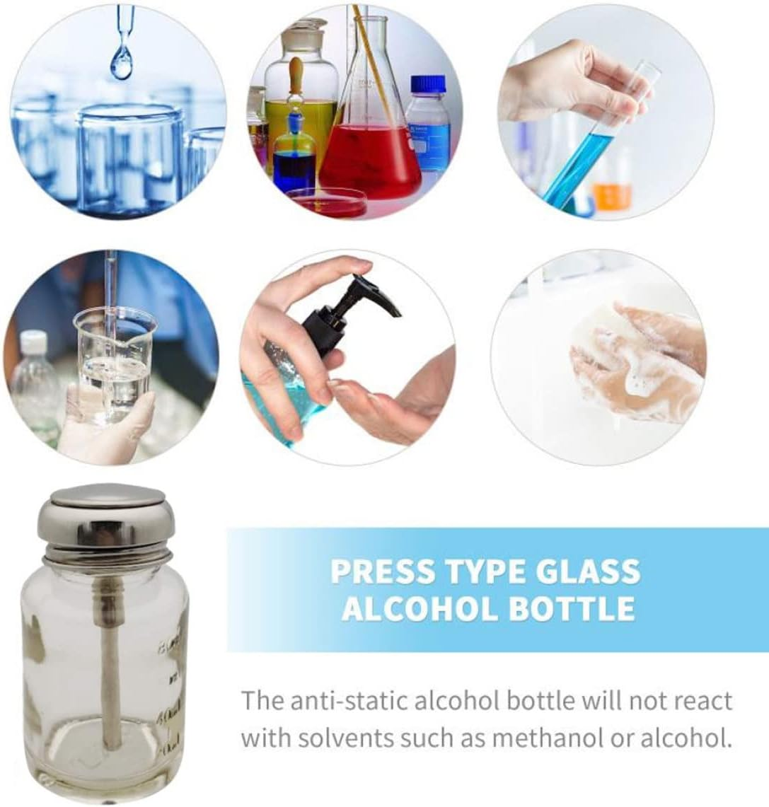 Push Glass Bottle Push down Pump Alcohol Dispenser for Nail Polish Makeup Remover 80ML image number 4