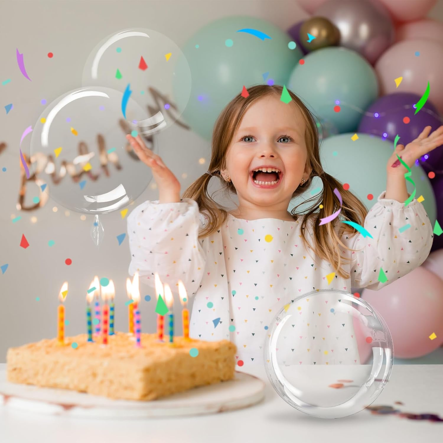 RETON 60PCS Clear Balloons Bobo Balloons, Different Sizes 11/18/20/24/36 Inch Clear Balloons for Stuffing, Transparent Bubble Bobo Balloons for Wedding DIY Birthday Baby Shower Party Decoration image number 5