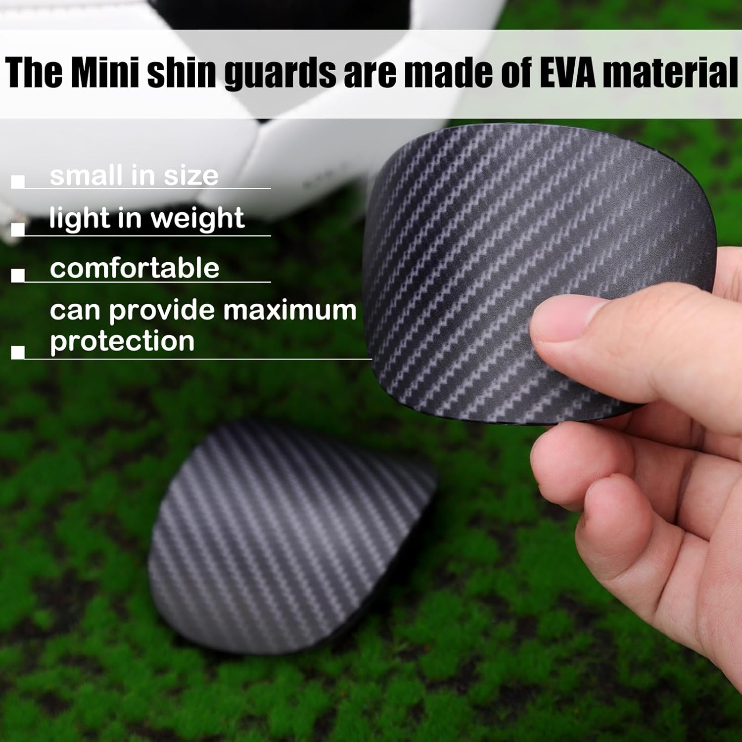 2Pcs Mini Soccer Shin Guards, 2.75X2.36 Inch Extra Small Football Shin Pads Youth & Adults Protective Equipment for Boys Girls Kids Women Men (Dark Grey) image number 5