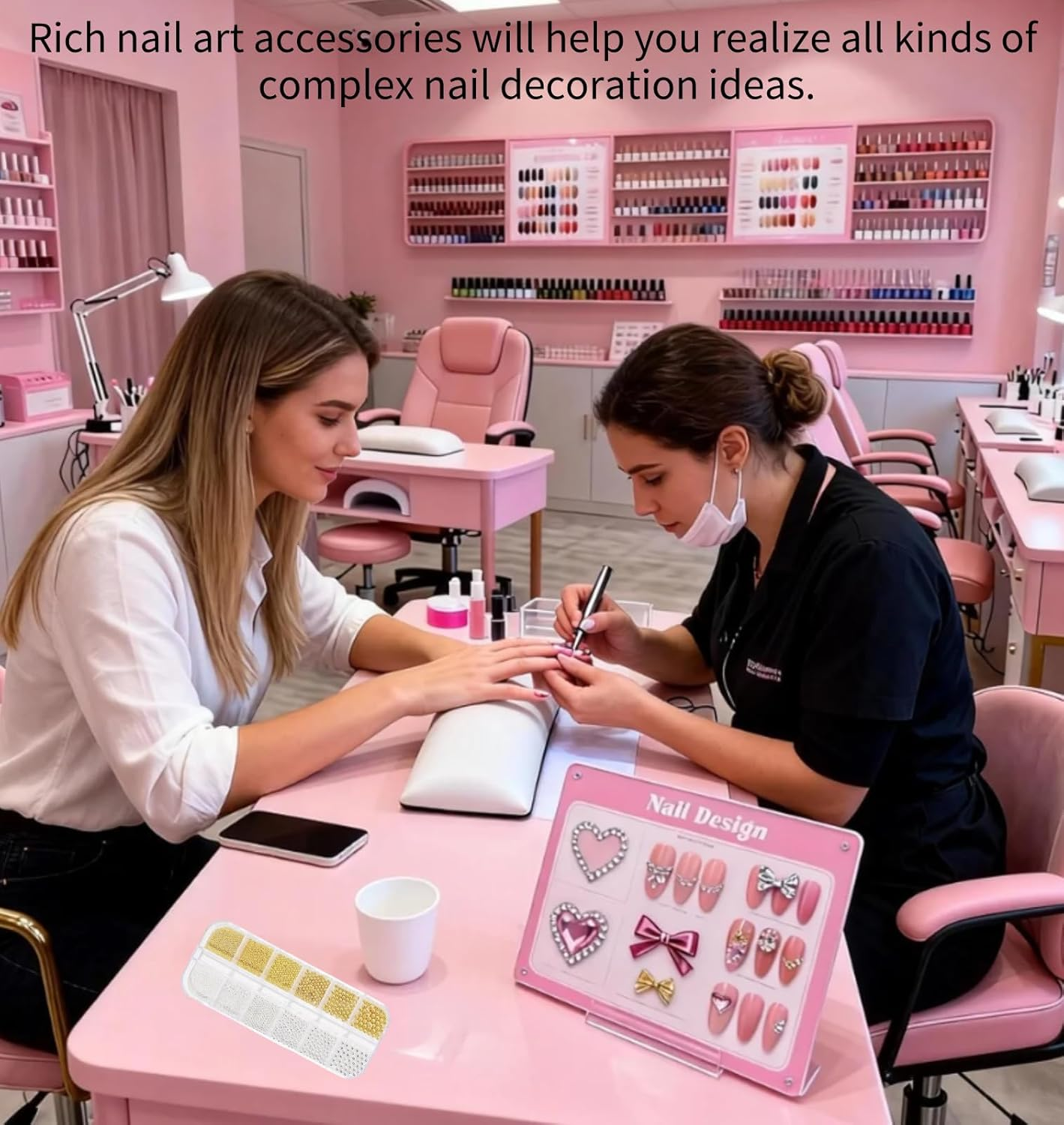 CKONXE Mini Metal Nail Beads Set, 0.8-3.0Mm, for Women Manicure Charm Beads, Gold Silver Bead Nail Art, DIY for Nail Art, Mobile Phone Cases, Wedding Dresses, Cards, Scrapbooks, Birthdays, Christmas Party Decorations image number 1