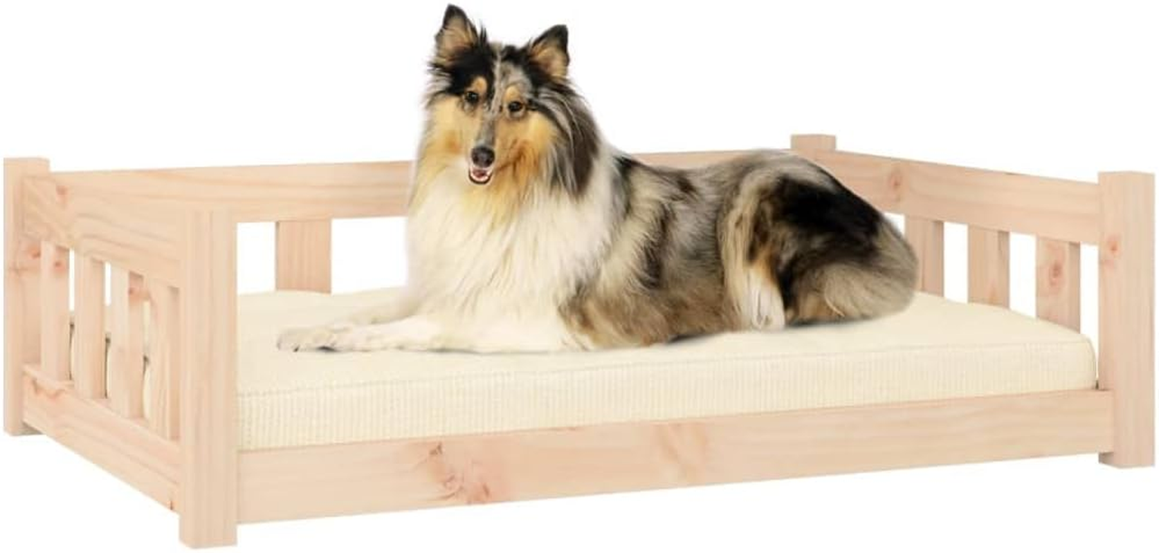 Dog Bed 95.5X65.5X28 Cm Solid Wood Pine Comfortable Pet Bed for Dogs Cats image number 6