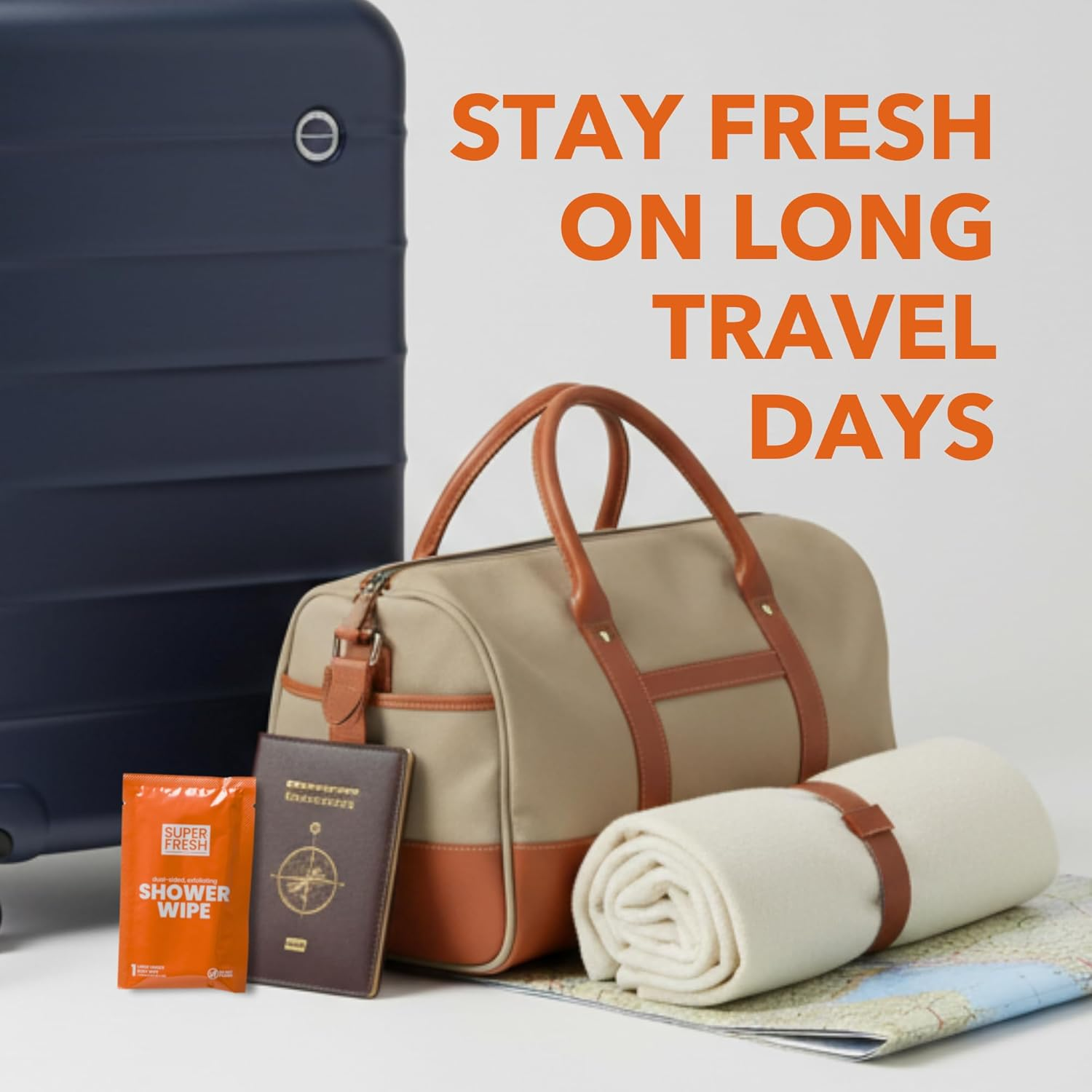 Super Fresh Shower Wipes Large Citrus & Cedar Body Wipes for No Rinse Bathing Personal Hygiene Gym Travel or Camping Enriched with Aloe and Vitamin E 10 Individually Wrapped Disposable Sheets image number 1