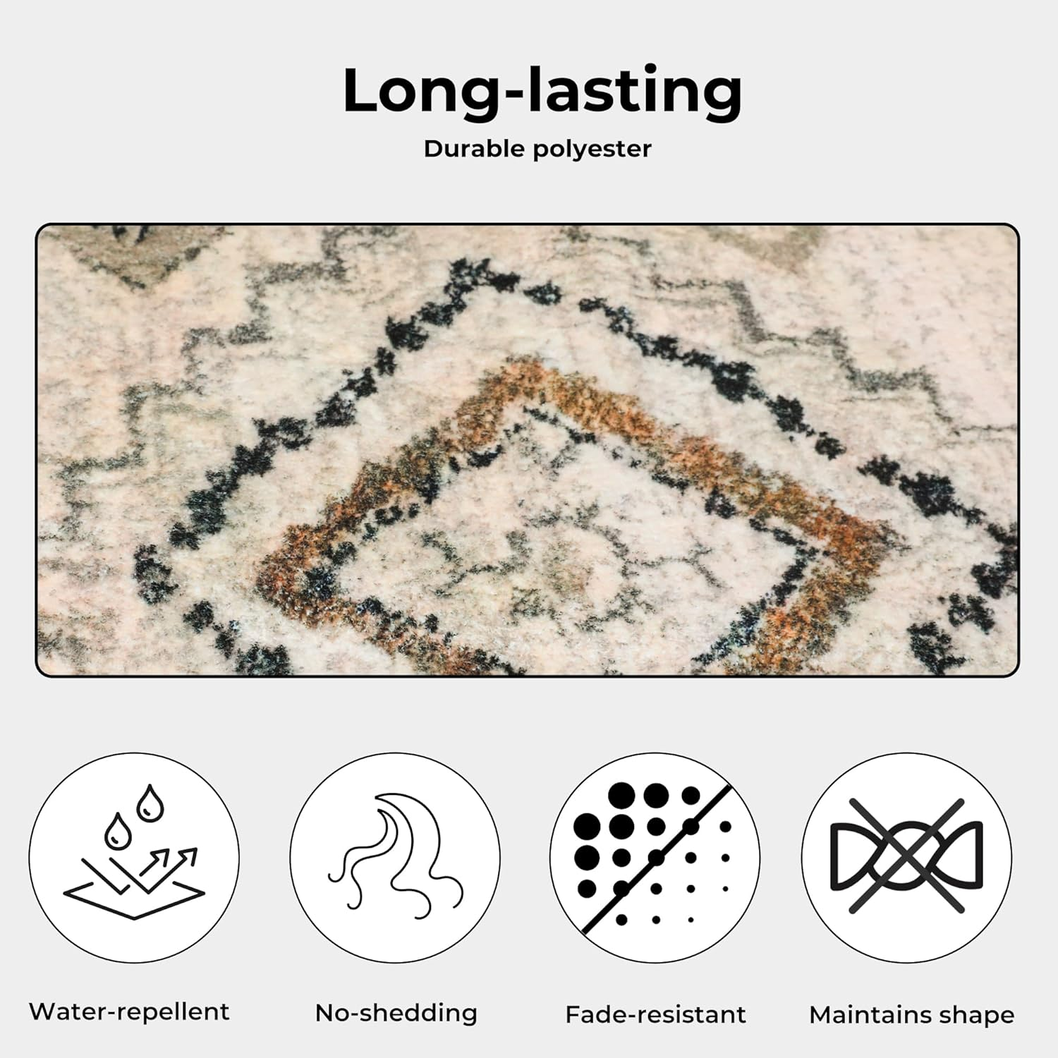 MARLOW Runner Rugs, 180X60Cm Anti-Slip Area Rugs,Low Pile Soft Entry Carpet Washable - Versatile for Hallway, Bedroom, Kitchen, Dining Room, Living Room, Study (Cream) - Blue image number 5