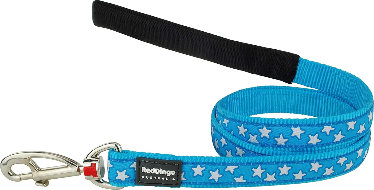 Red Dingo Designer Dog Lead, Turquoise Stars on Lime Green (15Mm X 1.2M) S