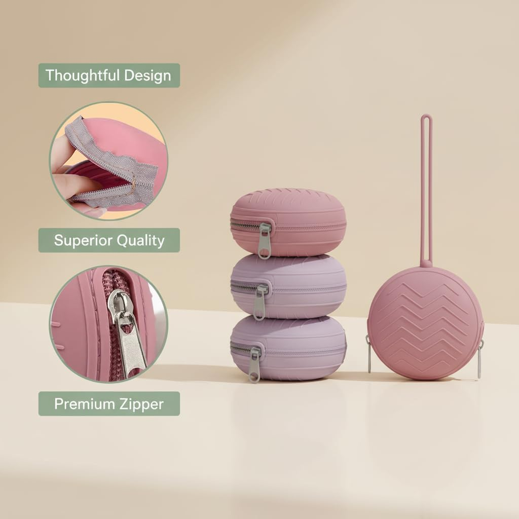 2 Pack Pacifier Holder Case, Bpa-Free Silicone Pacifier Pouch & Container for Newborn Babies, Boys & Girls, Portable for Stroller, Diaper Bag - Powder Rose, Dusty Lilac