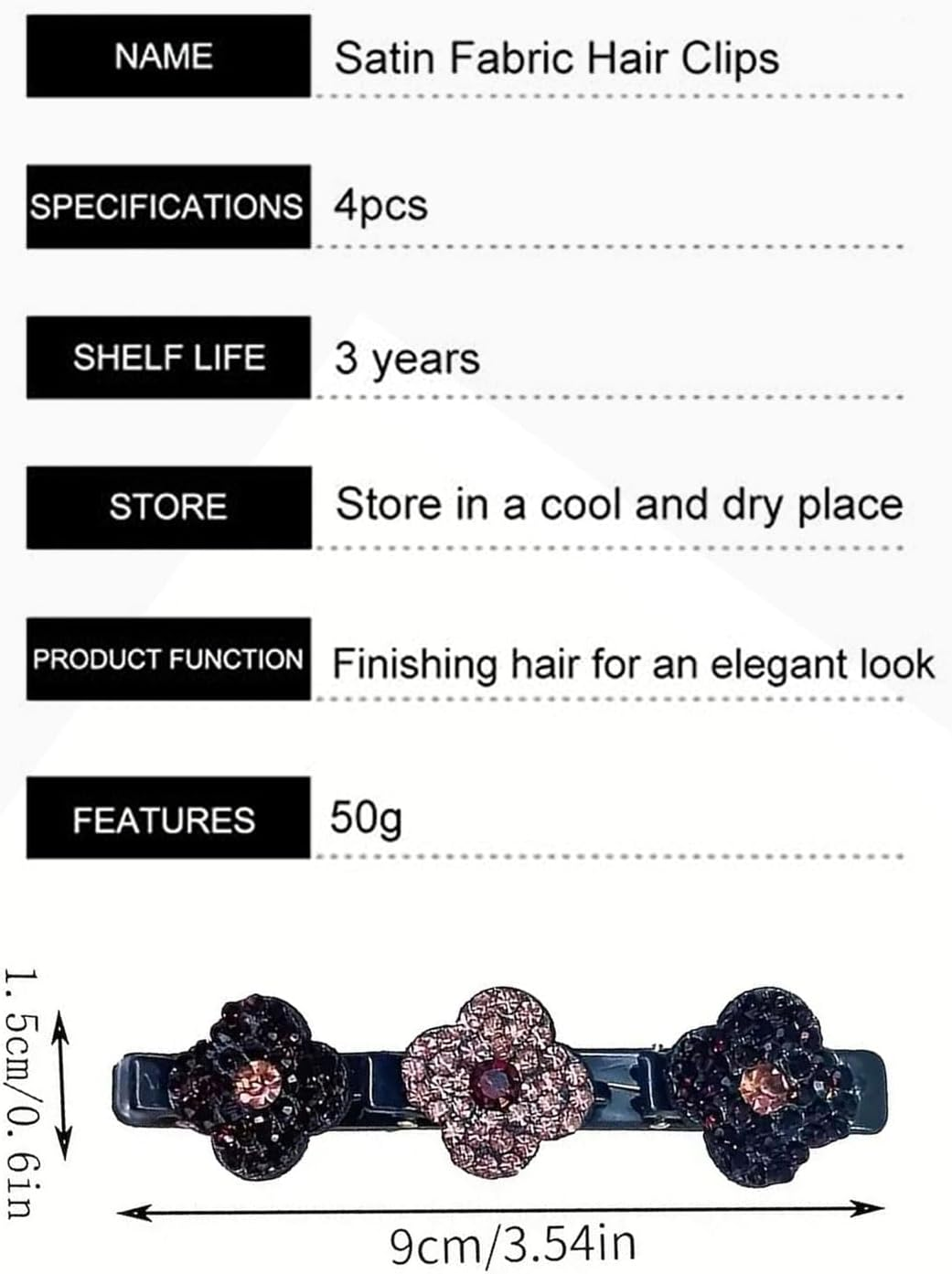 AORHOFJ Pack of 4 Four Leaf Clover Hair Clips, Delicate Four Leaf Clover Hair Clips, Colourful, Sparkling Crystal Hair Clip, Flower, Hair Clips Women, Flower Hair Clip, Flower Hair Clip image number 5