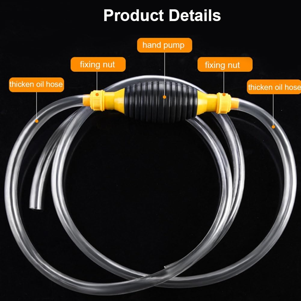 2024 Upgraded Siphone Hose Pump, High Flow Siphon Hand Pump with 2M Syphon Hose, Portable Manual Car Fuel Transfer Pump for Gas Gasoline Petrol Oil Diesel Liquid Water Fish Tank (2M Kit) image number 4