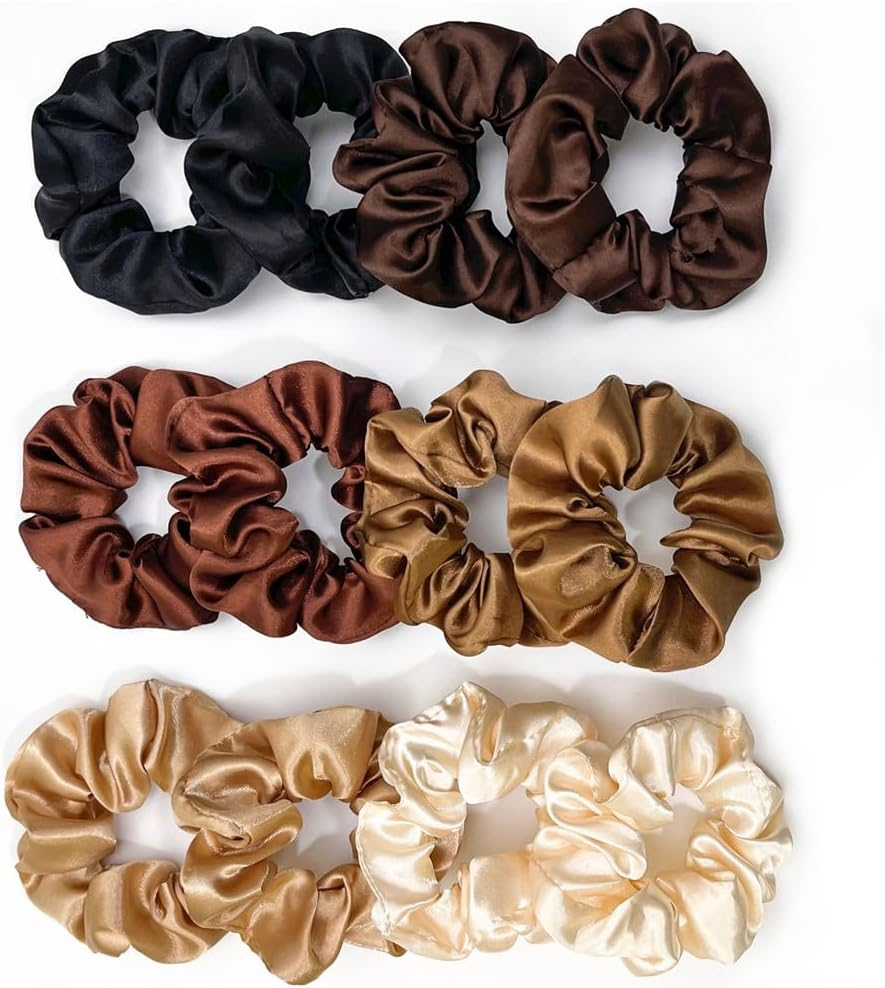 12 Pcs Satin Hair Scrunchies for Women for Girls - Satin Silk Hair Ties, Ties for Hair Sleep,Scrunchy Ponytail Holder Softer than Silk Scrunchies for Hair image number 5