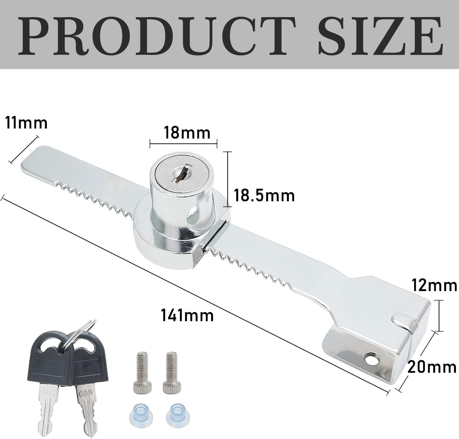 5 Pcs Showcase Locks, Zinc Alloy Security Case Locks No Drill Sliding Glass Door Ratchet Lock Drawer Display Case Locks with Different Keys for 2-6Mm Thick Door