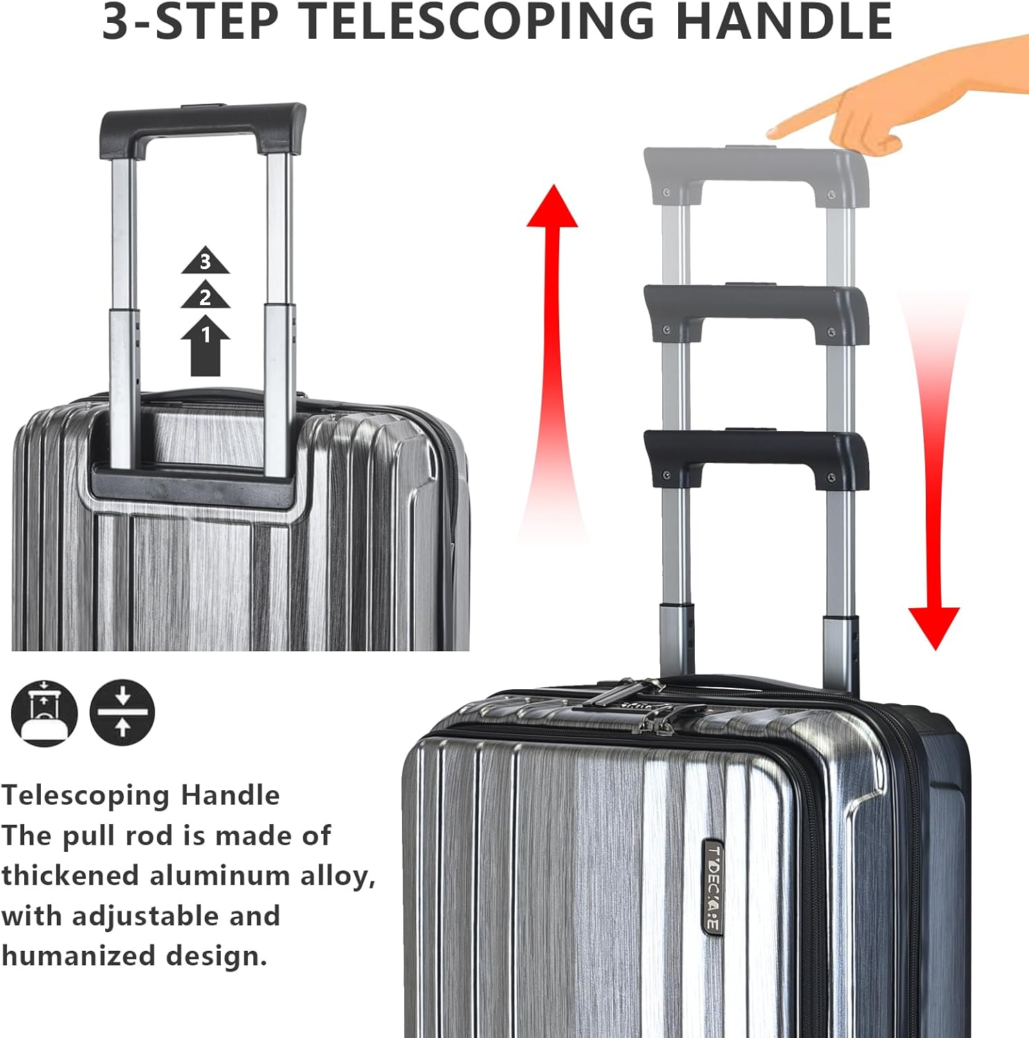 Luggage Set 2 Piece 20/28, 20 Inch Carry-On with Front Laptop Pocket & Expandable 28 Inch Luggage, ABS+PC Lightweight Hardshell Suitcase with Spinner Wheels, Silver Grey