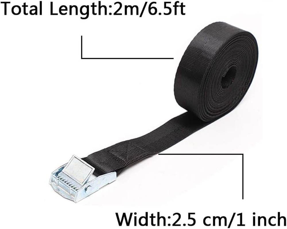 6Pcs Tie-Down Straps, Heavy Duty Lashing Straps 2M Tension Belts Ratchet Straps Luggage Straps Capacity 250KG with Metal Buckle for Motorcycles,Trucks,Cargo,Bicycles image number 5