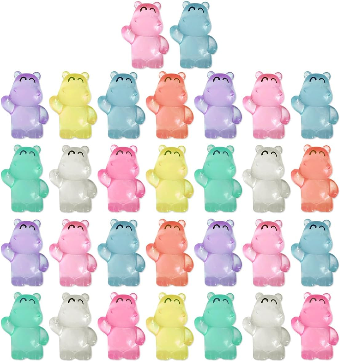 Mini Resin Hippos, 30 PCS Mini Resin Animal Figures for Potted Landscape Dollhouse Ornaments (3Cm) image number 2