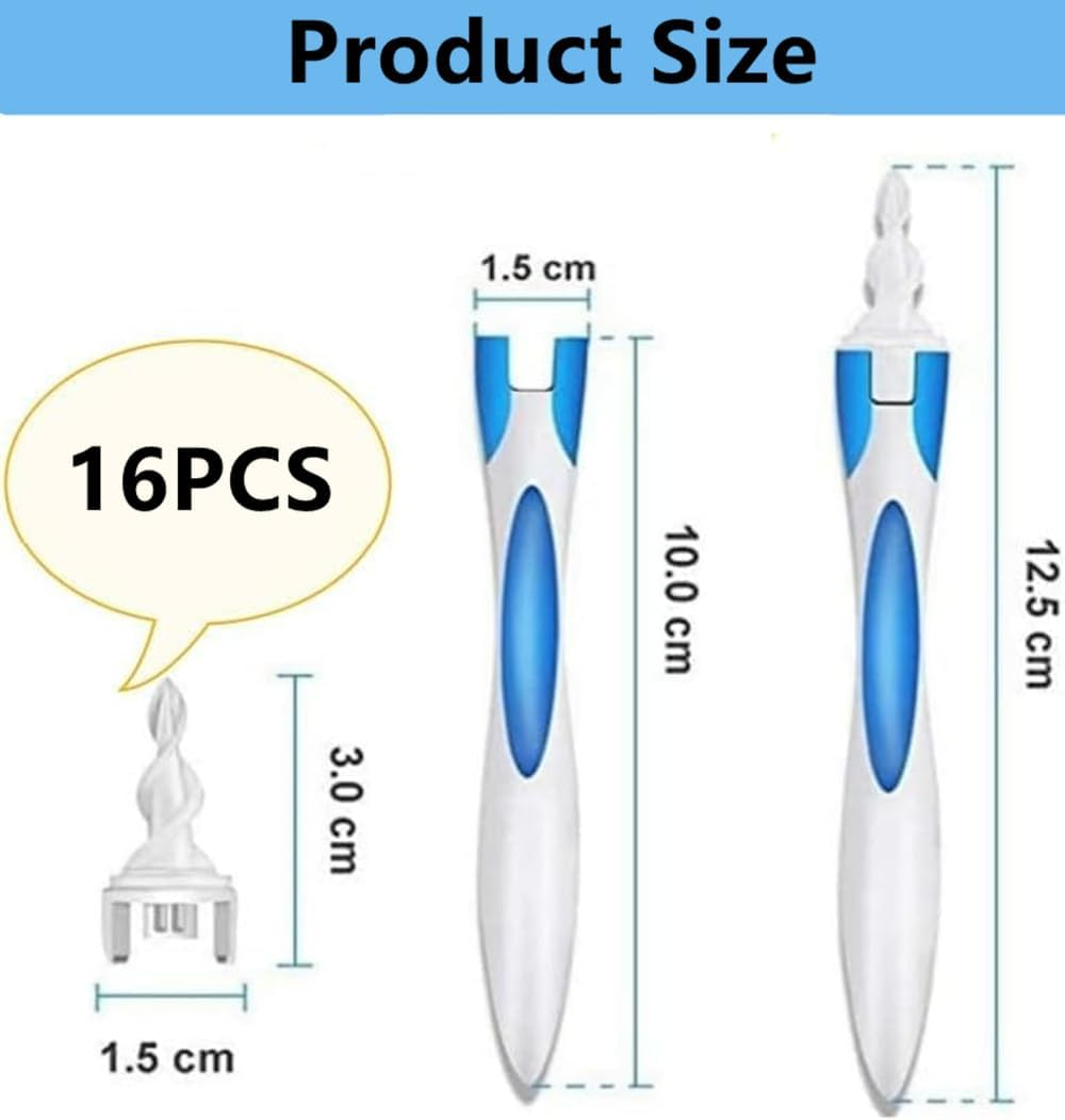 Earwax Remover Tool,Spiral Earwax Removal Tool，Reusable Earwax Removal Kit Safe Ear Cleaner with 16 Pcs Soft and Flexible Replaceme,Ear Cleaner Earwax Removal，The Best Choice for Removing Earwax image number 1