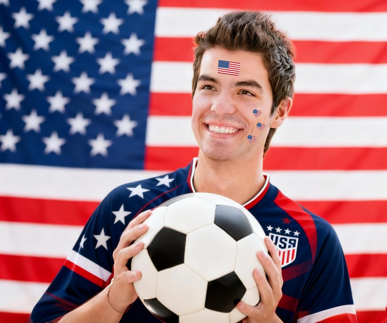 American Flag Tattoos,10 Sheets the USA America Flag Copa America|Sports Memorial Day, Labor Day Tattoos,40 Pcs Waterproof Sweat Sports National Flag Tattoos for Men Kids Women(America) image number 1