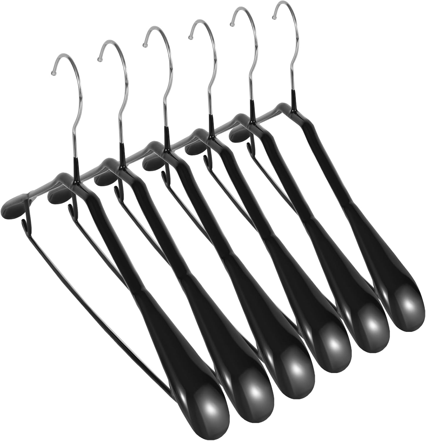 Trrcylp 5 Pack Heavy Duty Metal Suit Hangers Soft Flexible Gloss Grippy Clothes Hanger Wide Shoulder Non Slip Thick Coat Hanger (Black)