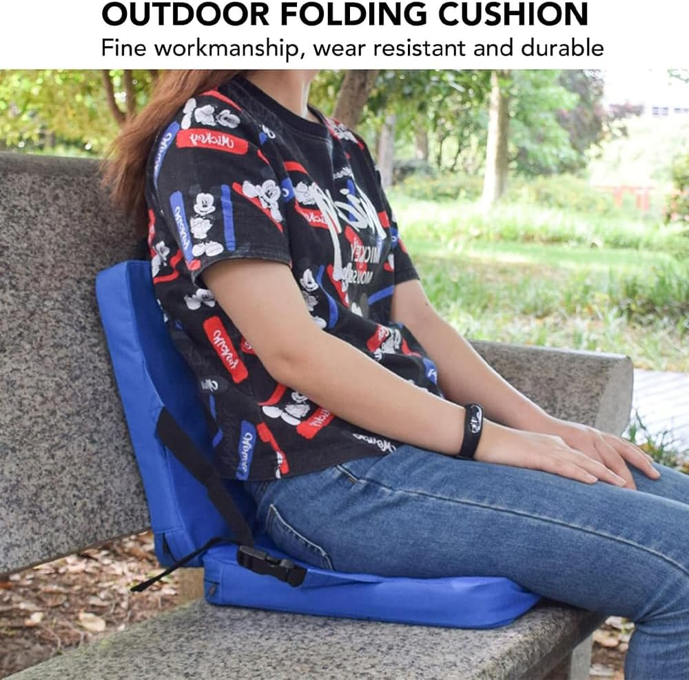 Folding Stadium Cushion,Outdoor Padded Floor Chair,Comfortable Outdoor Padding,Thickened Cushion,Mat with Backrest,Portable Floor Mats,For Camping,Picnic,Stadium image number 6