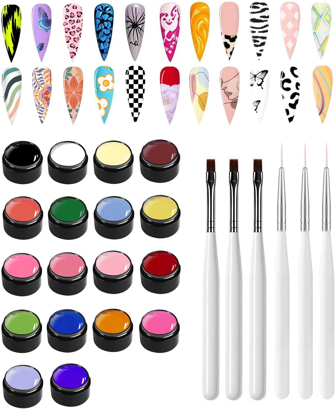 FINGER SECRET Nail Painting Gel, Nail Paint for Nail Art, Gel Polish for French Tip Tool Design for Home Salon DIY Nail Art,Uv/Led Curing Required(Pg-2, 1SET)